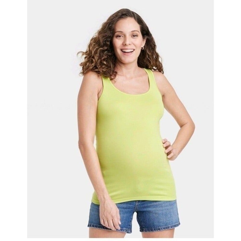 Women's Isabel Maternity Stretch Cotton Tank Top Lime Green